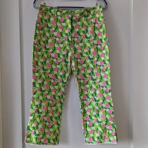 Lilly Pulitzer capris | lizard floral tropical print | size 4 | green and pink
